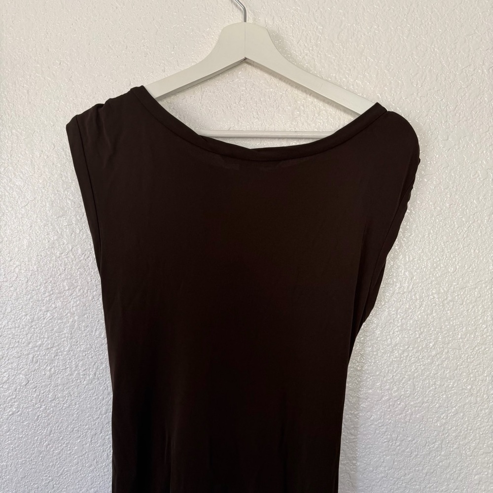 Diane von Furstenberg Sleeveless Brown Knot-Front Women's Dress 10 - Picture 3 of 8